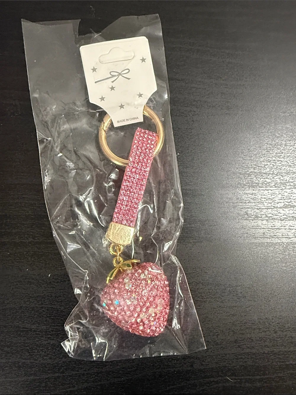 Pink Crystal Strawberry Keychain/Bag Charm